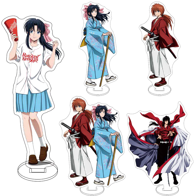Figma Stand Set - 16cmのアクリル製フィギュアスタンド。アニメ『浪客転生』の主人公、神威、神楽、雪島、佐々木、山田のコスプレ用オーナメント。ギフトにも最適。