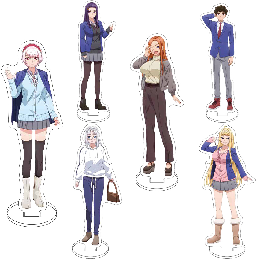 Figma Stand Set - 16cmのアクリル製フィギュアスタンド。アニメ「北海道ガールズは超かわいい！」 翼の守護者 ‌ 南冬樹 ‌ さゆりあきの