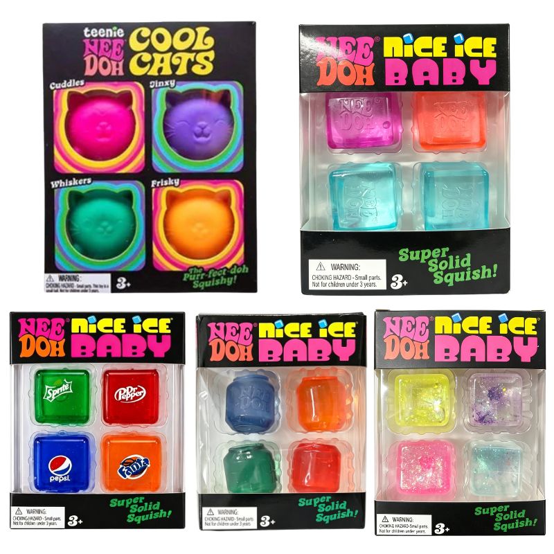 Fidget Cube Original - ミニ4個セット ニードーナイス アイスキューブ スローリバウンド スクイッシーおもちゃ 感覚玩具